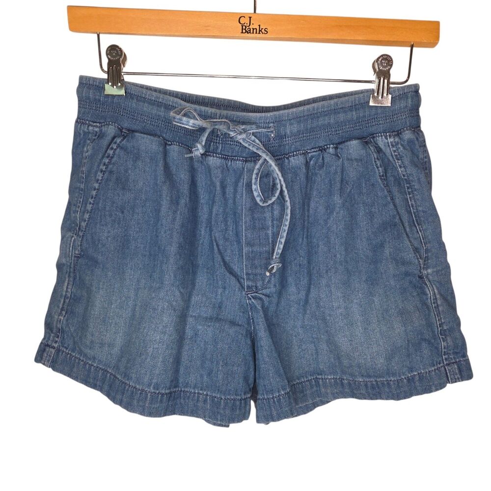 GAP Chambray Denim Pull On Shorts Medium Regular Indigo Drawstring Pockets M